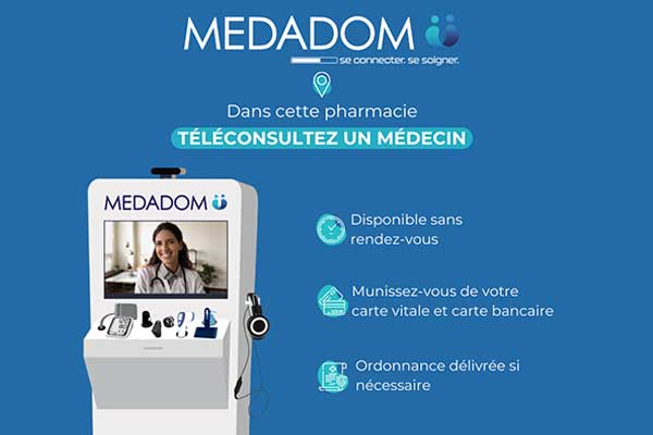 Téléconsultation Medadom en pharmacie à La Madeleine